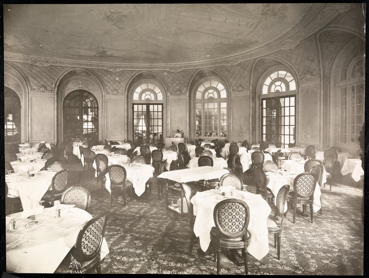 Spisesal på Copley Plaza-hotellet, Boston, 1912 eller 1913 (sølv gelatintrykk) av Byron Company