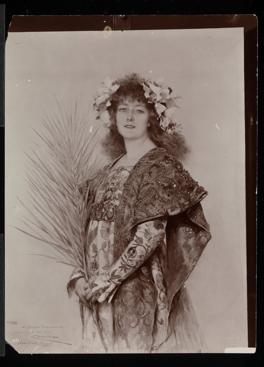 Portrett av Sarah Bernhardt som Gismonda, 1895 eller 1896 (sølv gelatintrykk) av Byron Company