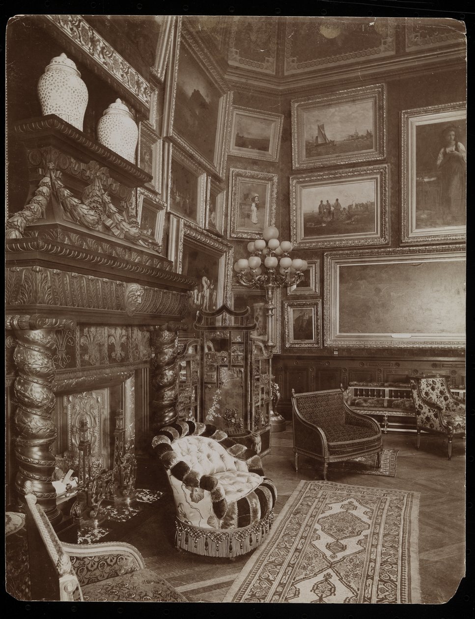 Mrs. William Astor-residensen, 5th Avenue og 34th Street, New York, 1894 (sølv gelatintrykk) av Byron Company