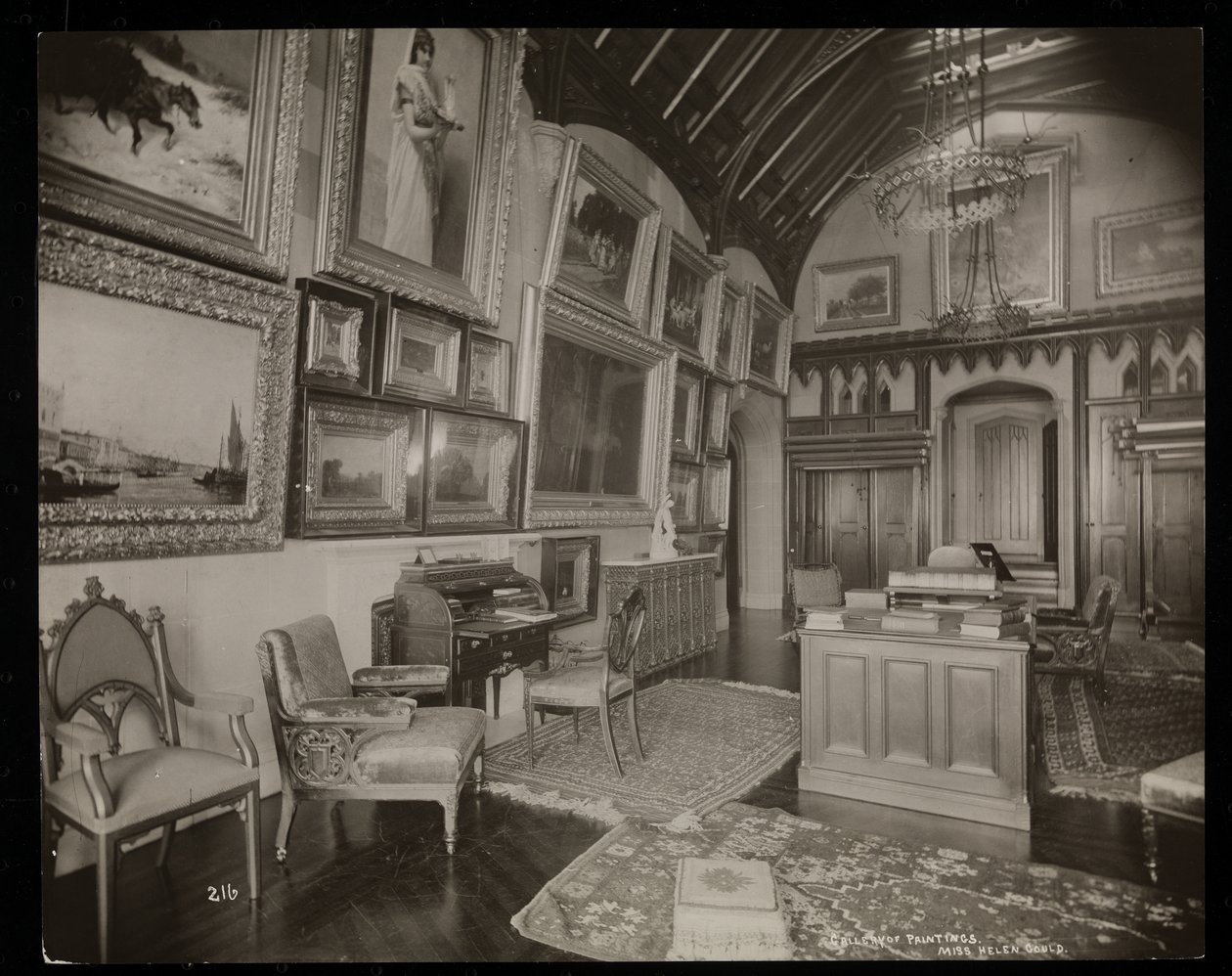Kunstgalleriet til Helen Gould-godset (sen Jay Gould-residens) i Tarrytown, New York, 1893-94 (sølvgelatintrykk) av Byron Company