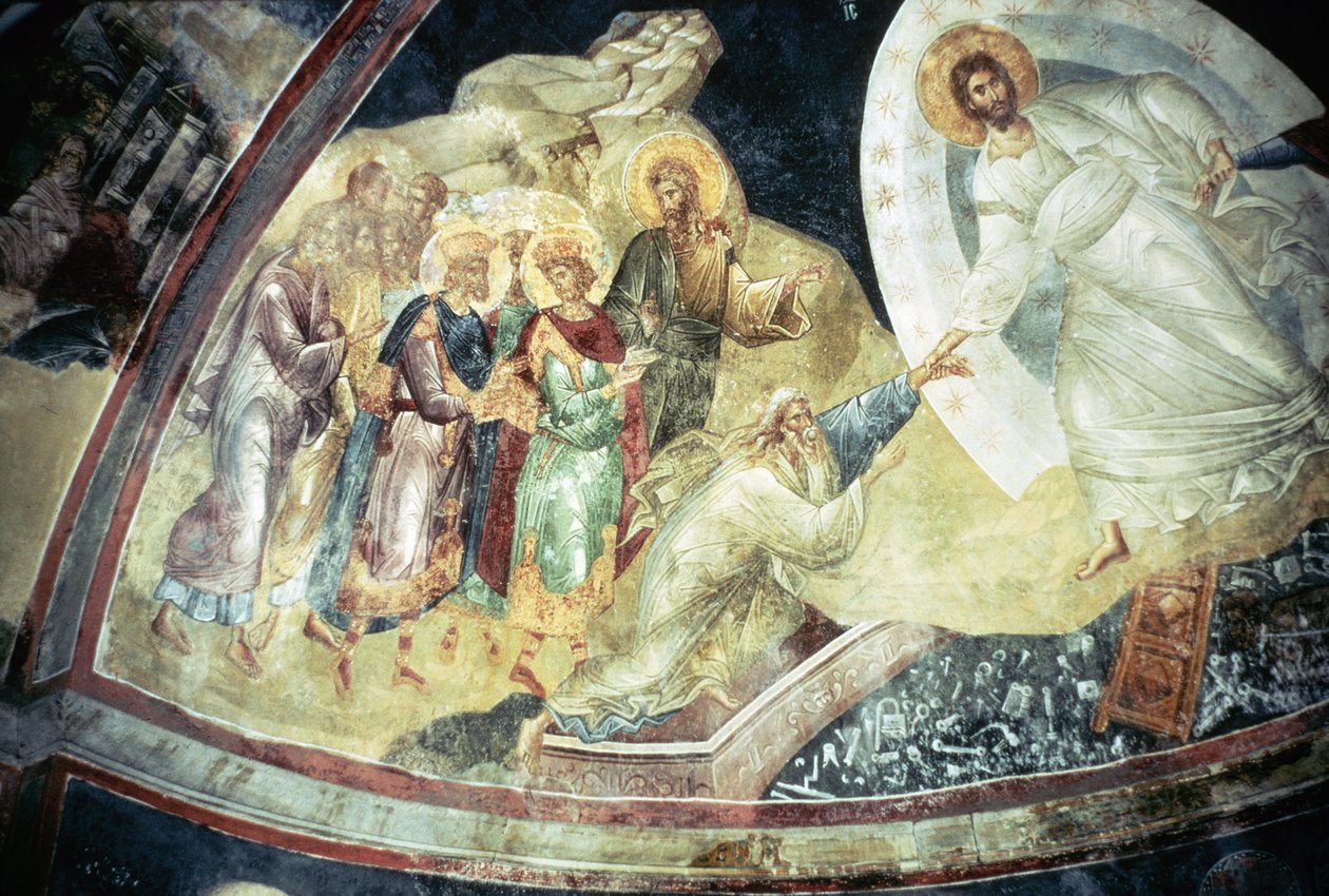 Anastasis i det parecclesiske apsishvelvet, 1310-20 av Byzantine