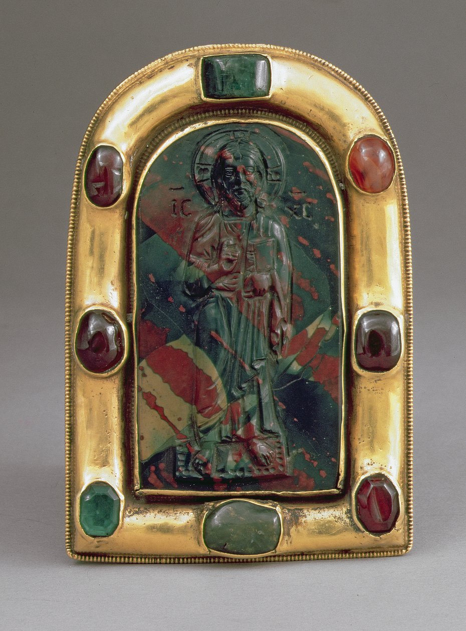 Kameo av Kristus som gir velsignelse (jaspis, gull og edelstener) av Byzantine
