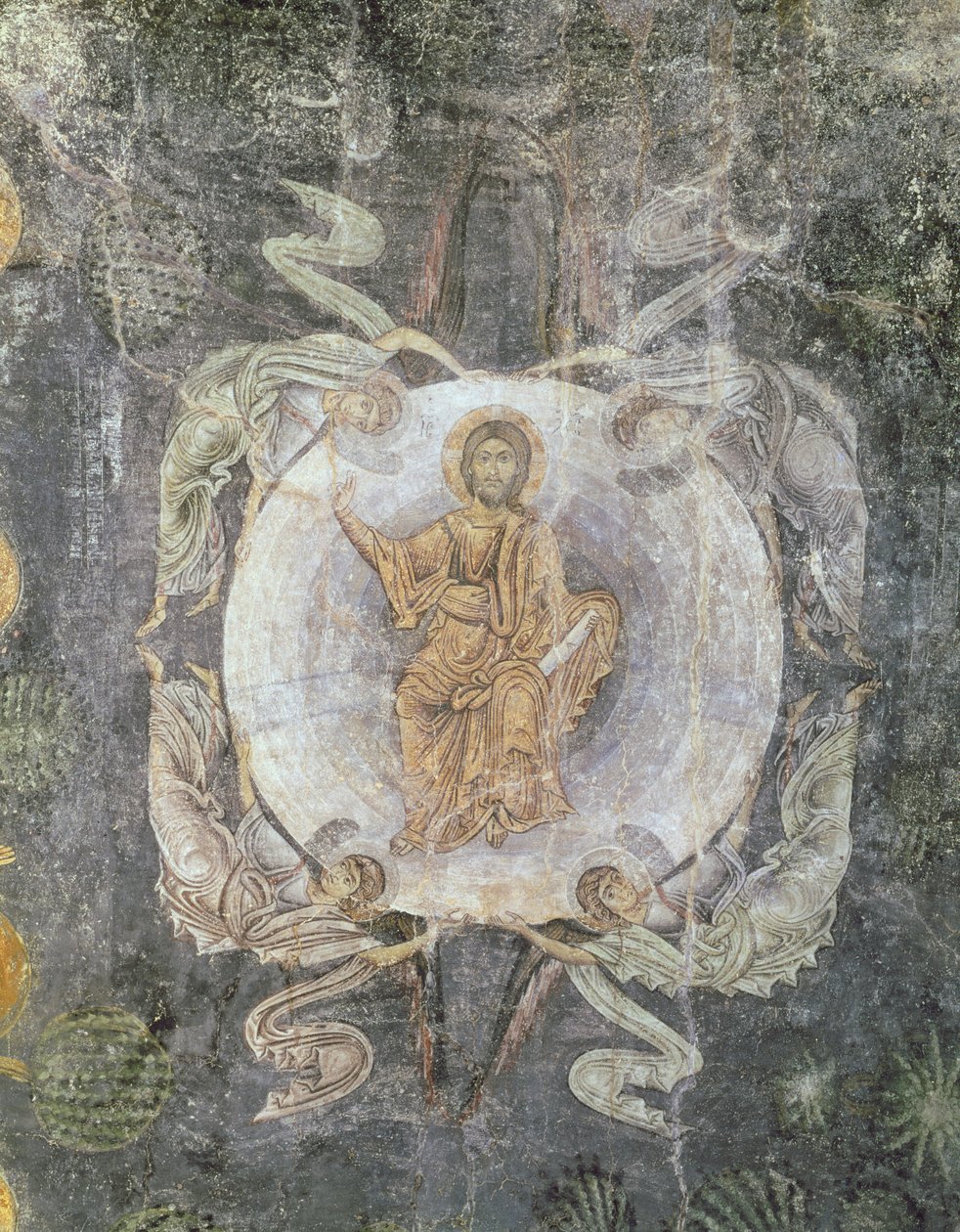 Kristus i Majestet omgitt av fire engler, takmaleri, 11.-14. århundre av Byzantine