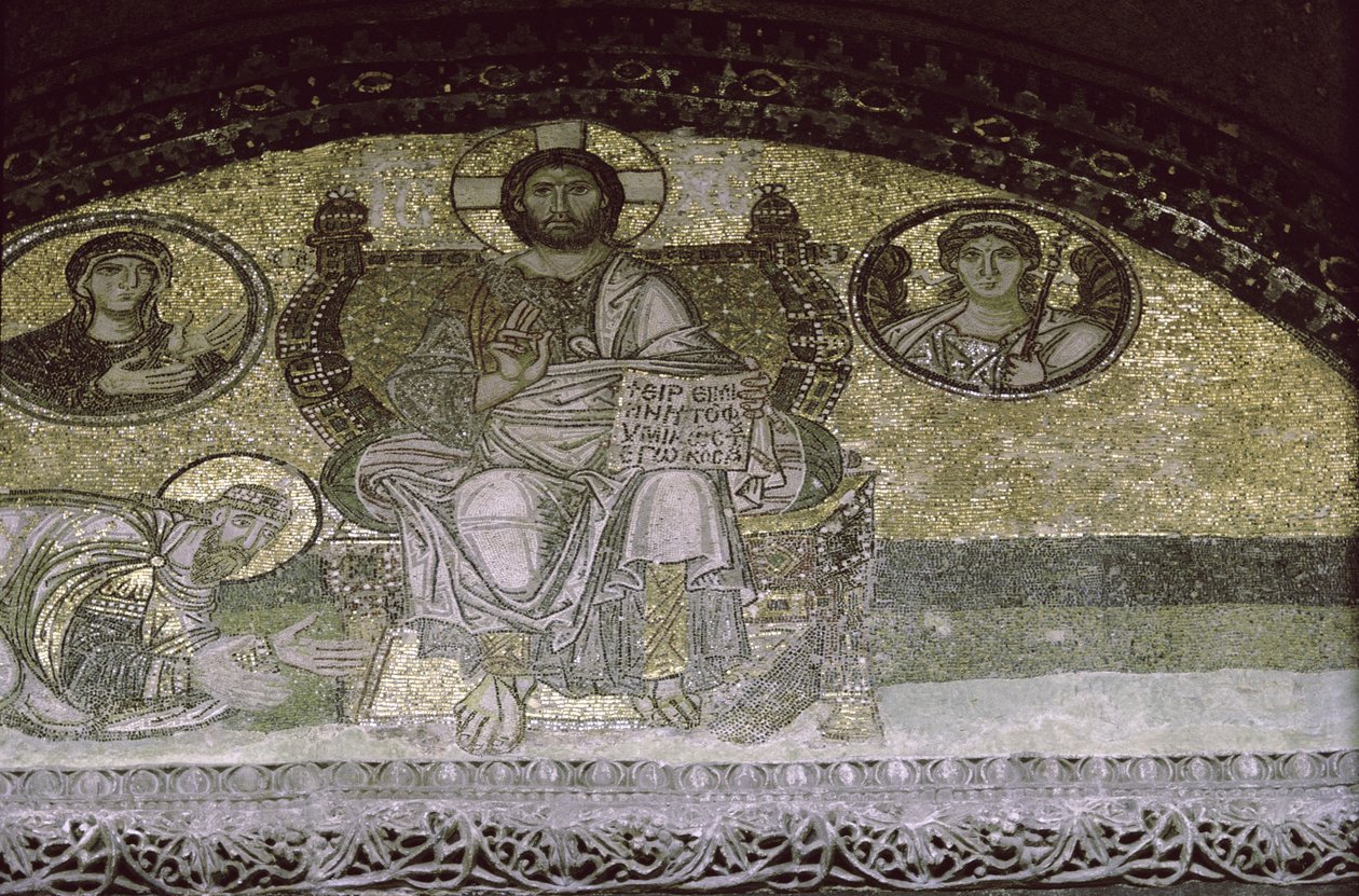Keiser Leo den vise kneler for Kristus Pantocrator (mosaikk) av Byzantine