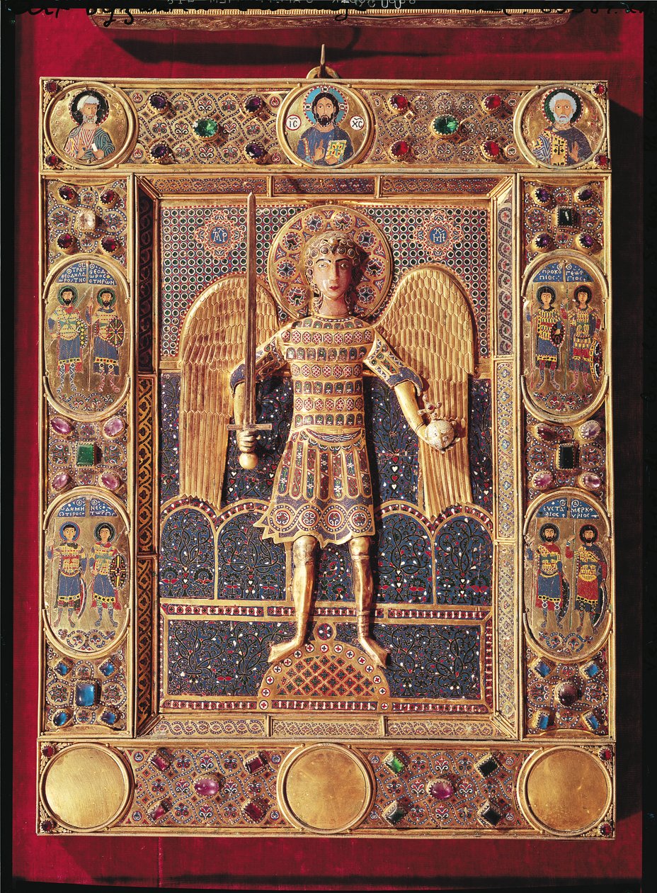 Emaljert plakett som viser erkeengelen Michael (emalje og edelstener) av Byzantine