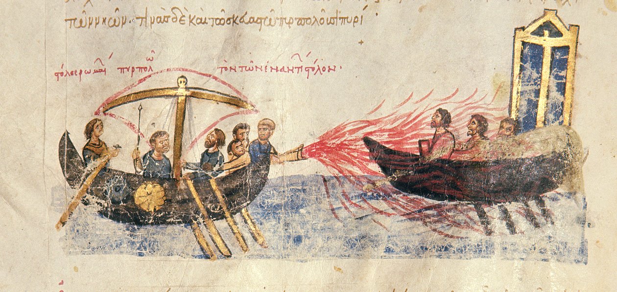 Gresk brannvellumdetalj fra 167117 av Byzantine