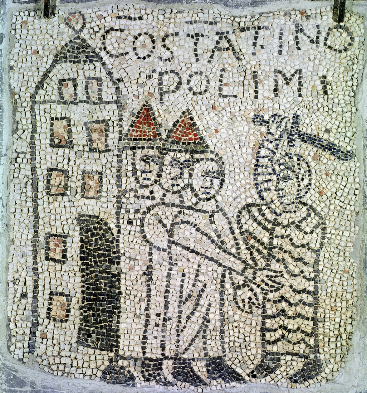 Fortau til St. Johannes evangelisten, detalj av beleiringen av Konstantinopel i juni 1204, 1213 (mosaikk) av Byzantine