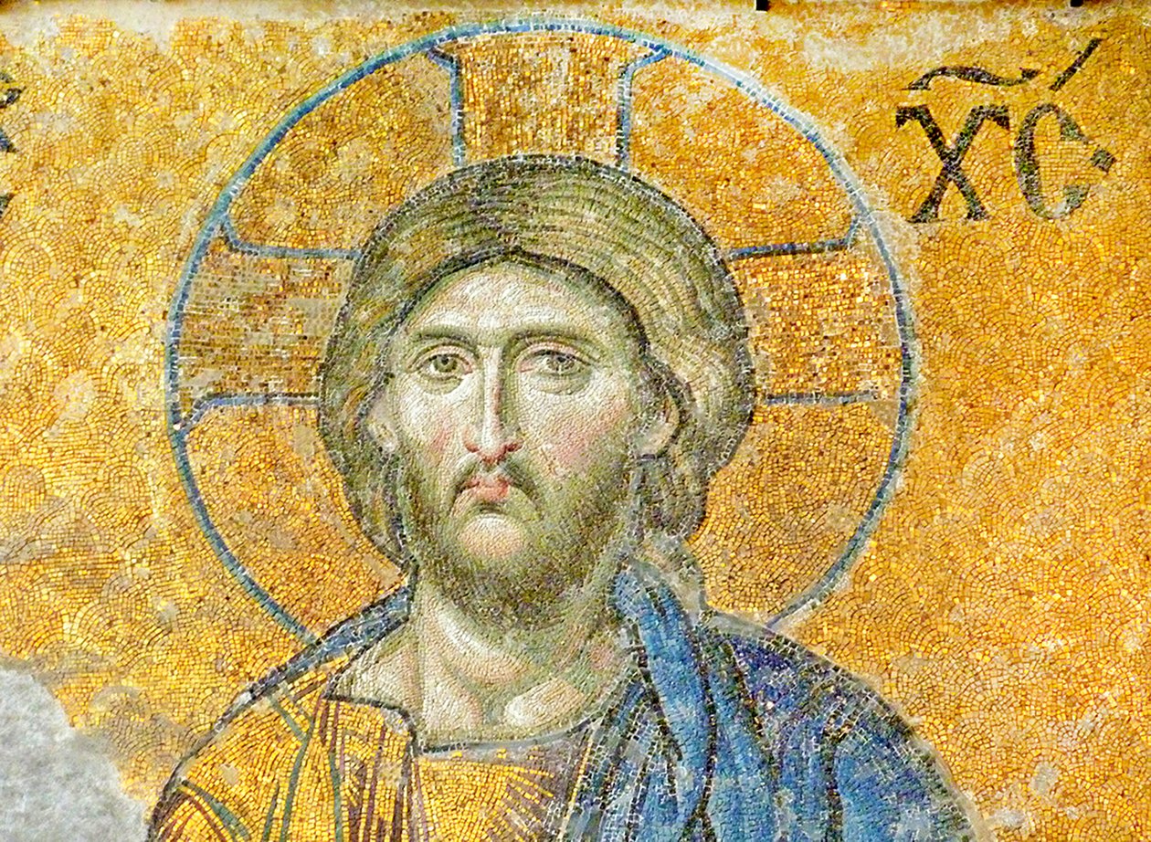 Deësis-mosaikken som viser Kristus, hagia Sophia, Tyrkia, ca. 1261 (mosaikk) av Byzantine