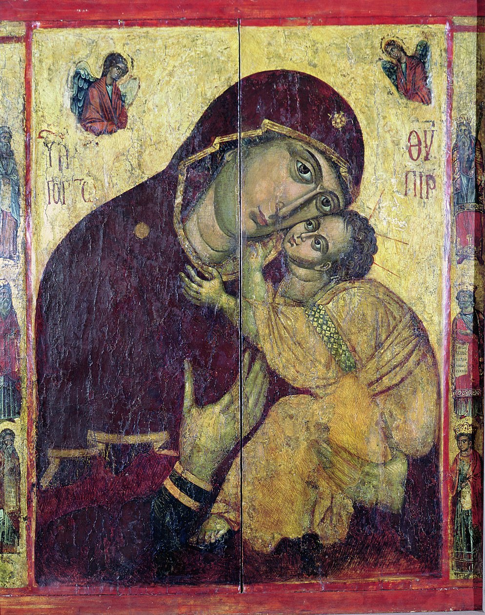The Virgin Eleousa, fra Nessebar, Bulgaria, 1200-1400-tallet (tempera på panel) av Byzantine