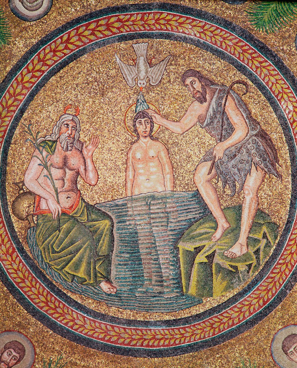 Kristi dåp av døperen Johannes (mosaikk) (detalj av 244978) av Byzantine School
