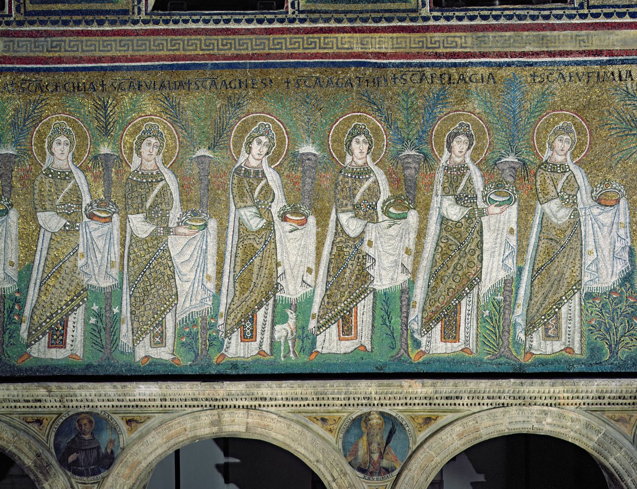 Gruppe av jomfrumartyrer (mosaikk) av Byzantine School