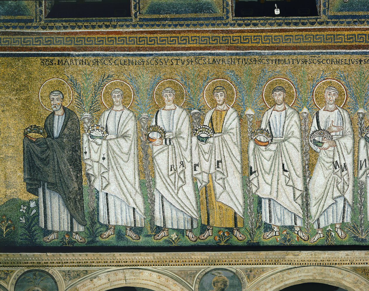 Gruppe av helgener og martyrer (mosaikk) av Byzantine School