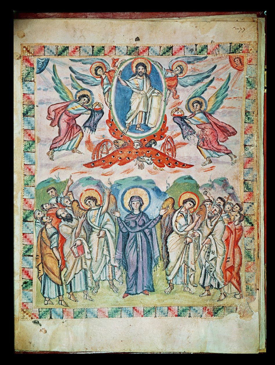 Ms Plt 1 56 The Ascension, fra Rabula-evangeliene, 586 AD av Byzantine School