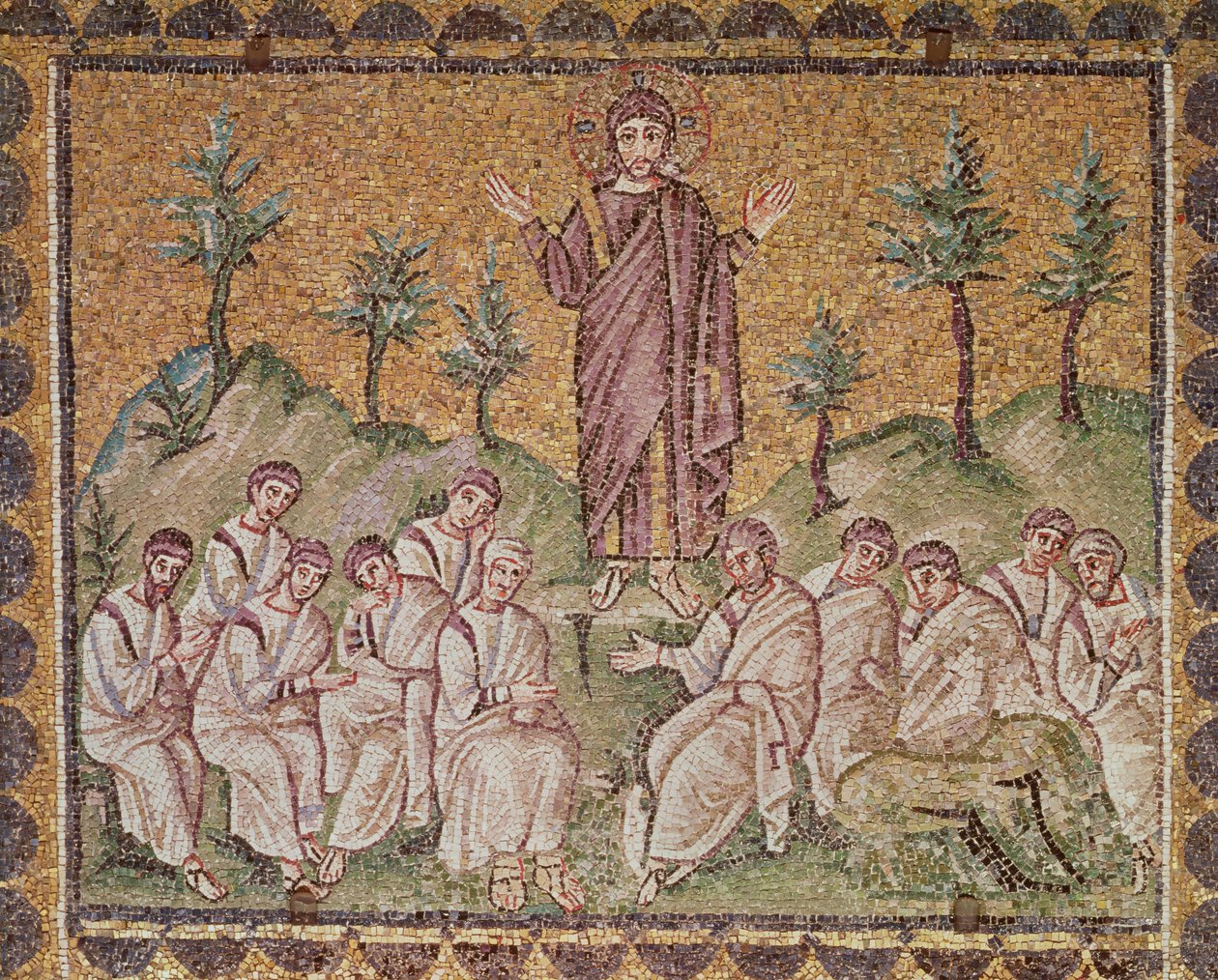 Bergpreken, scener fra Kristi liv (mosaikk) av Byzantine School