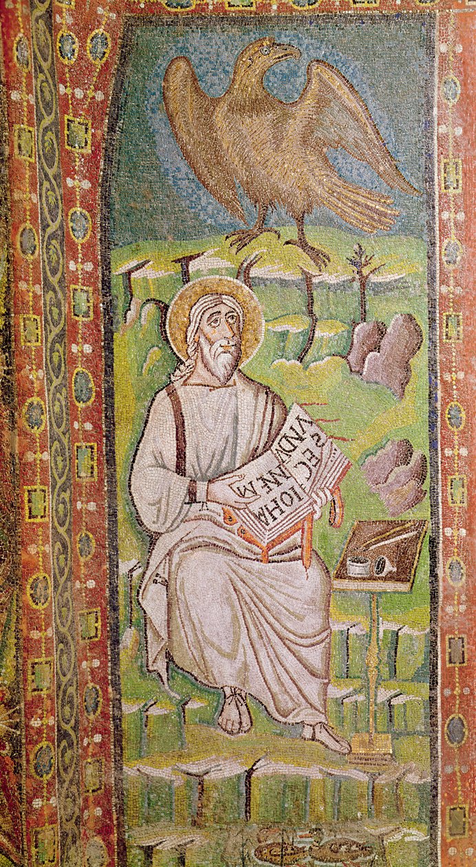 St. Johannes evangelisten (mosaikk) av Byzantine School