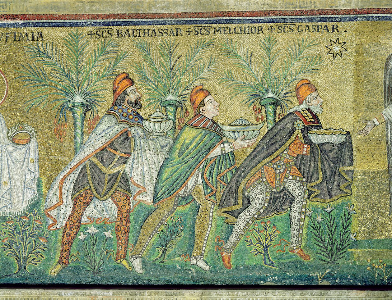 Prosesjonen til de tre kongene (mosaikk) av Byzantine School