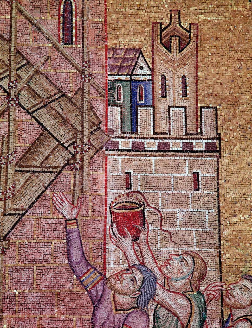 Bygging av Babels tårn (mosaikk av Byzantine