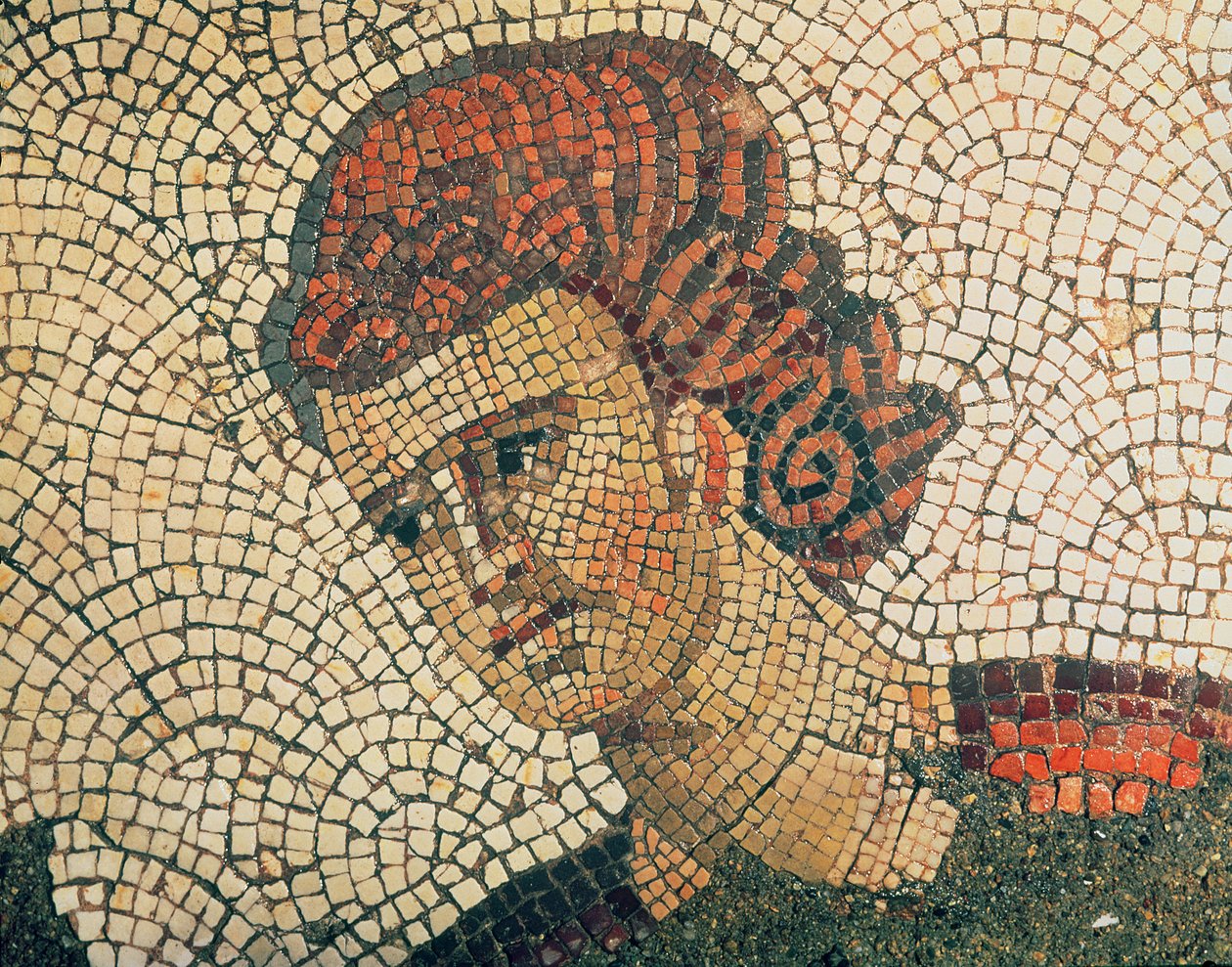 Leder for en romersk soldat, gulv fra Grand Imperial Palace, Konstantinopel, 5.-6. århundre (mosaikk) av Byzantine
