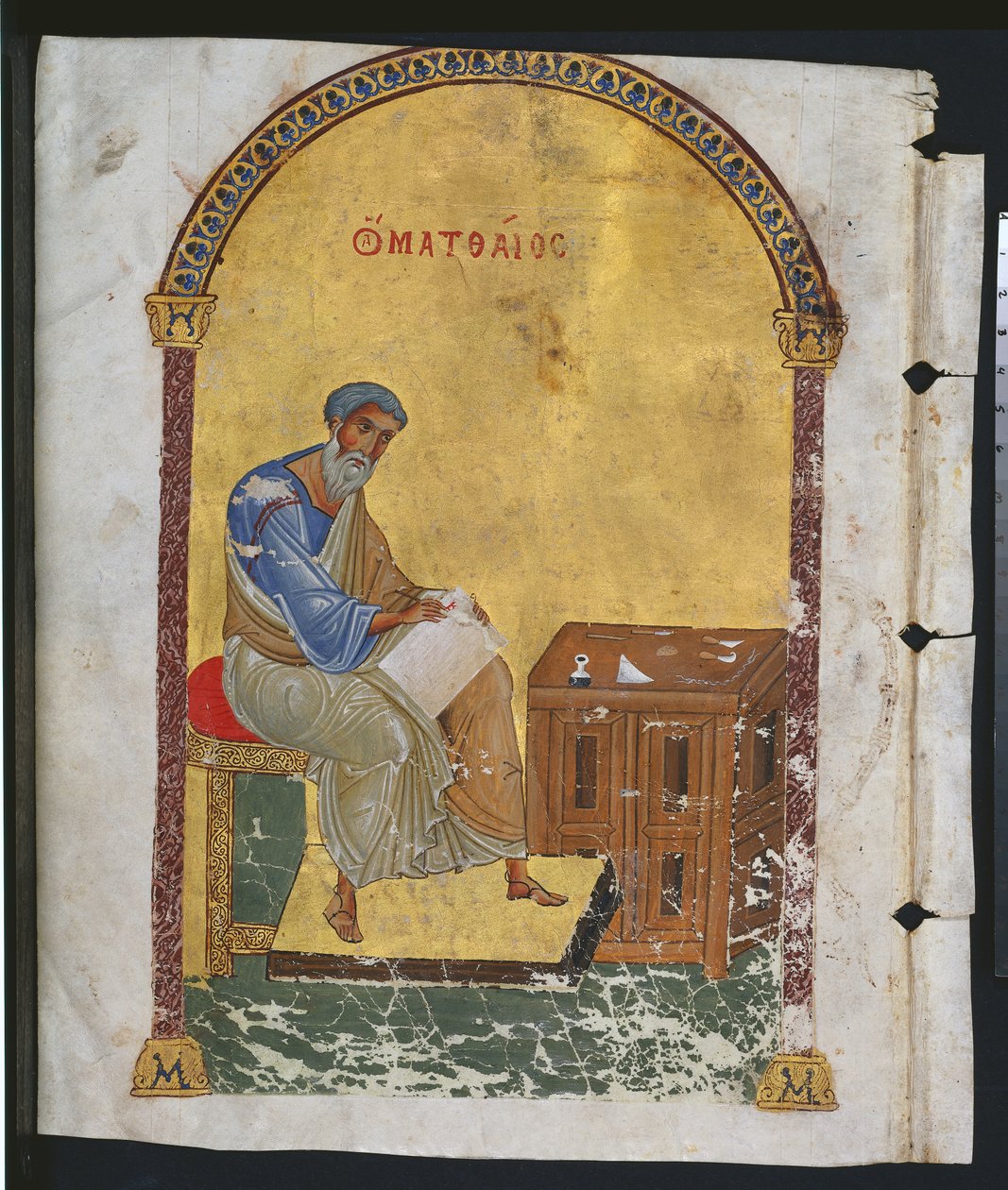 Blad fra en Lectionary med St. Matthew, 1057-1063 av Byzantine