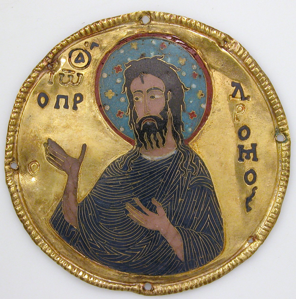 Medaljong med døperen Johannes fra en ikonramme, ca. 1100 (gull, sølv og emalje cloisonné) av Byzantine