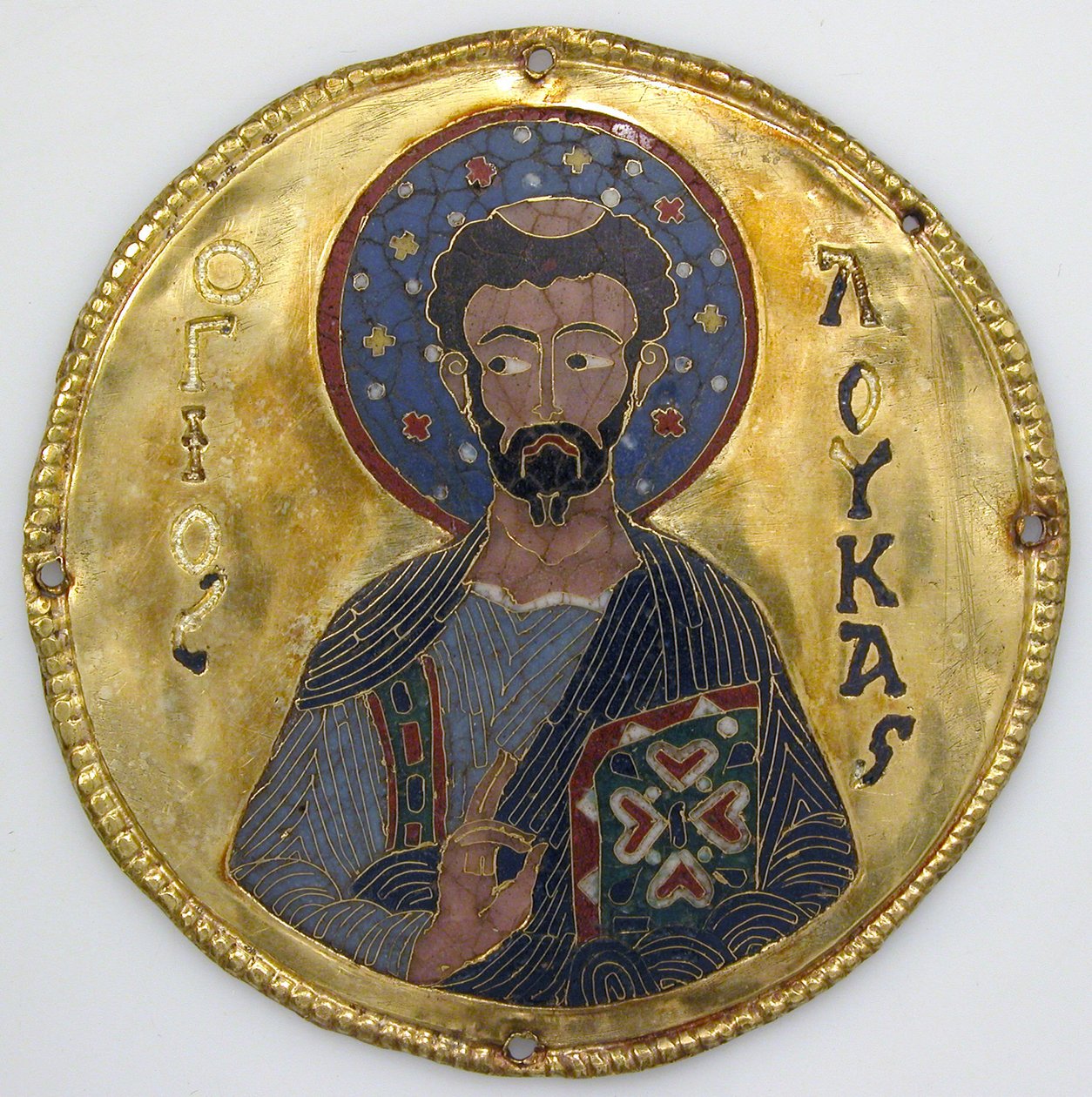 Medaljong med Saint Luke fra en ikonramme, ca. 1100 (gull, sølv og emalje cloisonné) av Byzantine