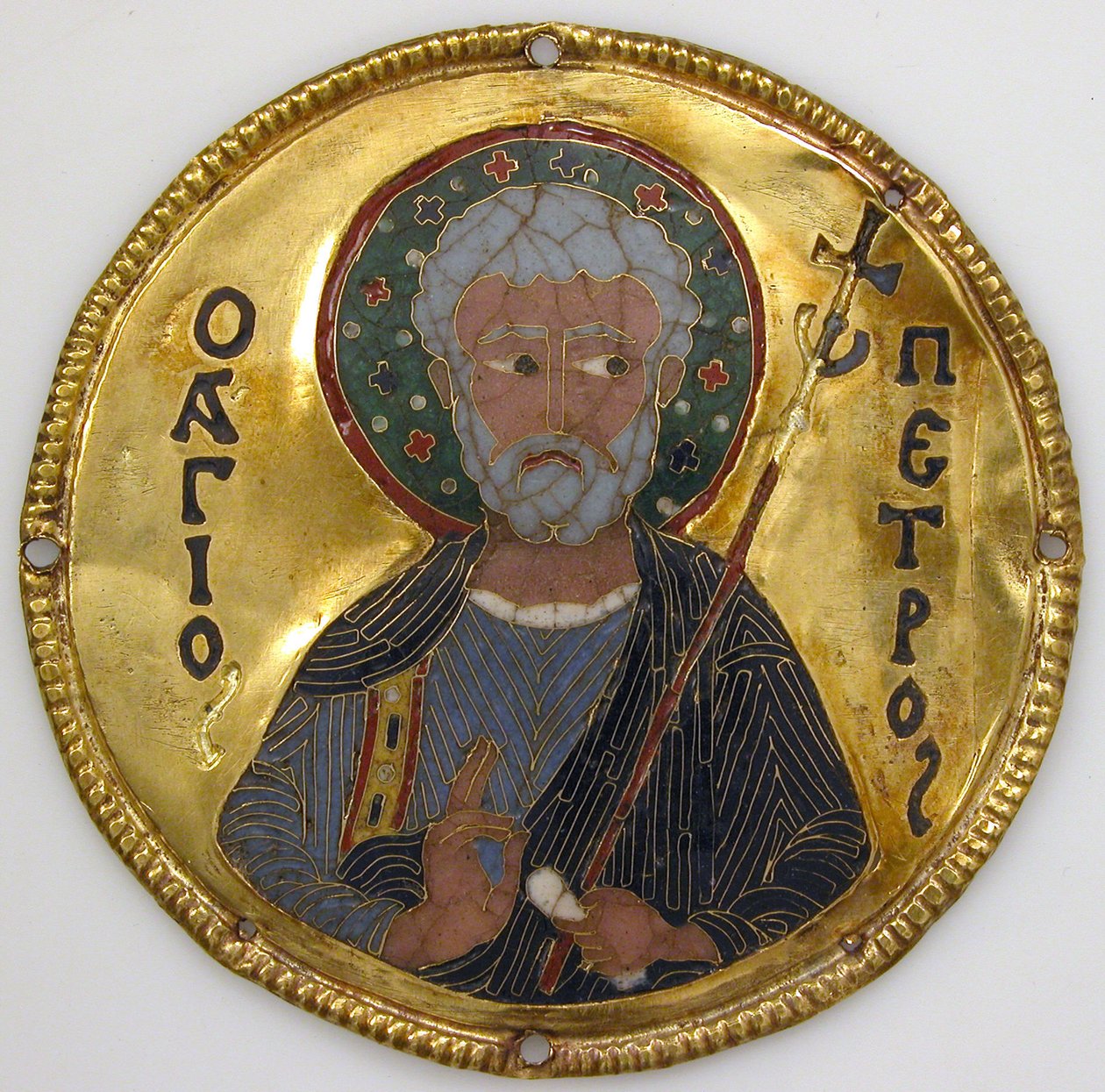 Medaljong med Saint Peter fra en ikonramme, ca. 1100 (gull, sølv og emalje cloisonné) av Byzantine