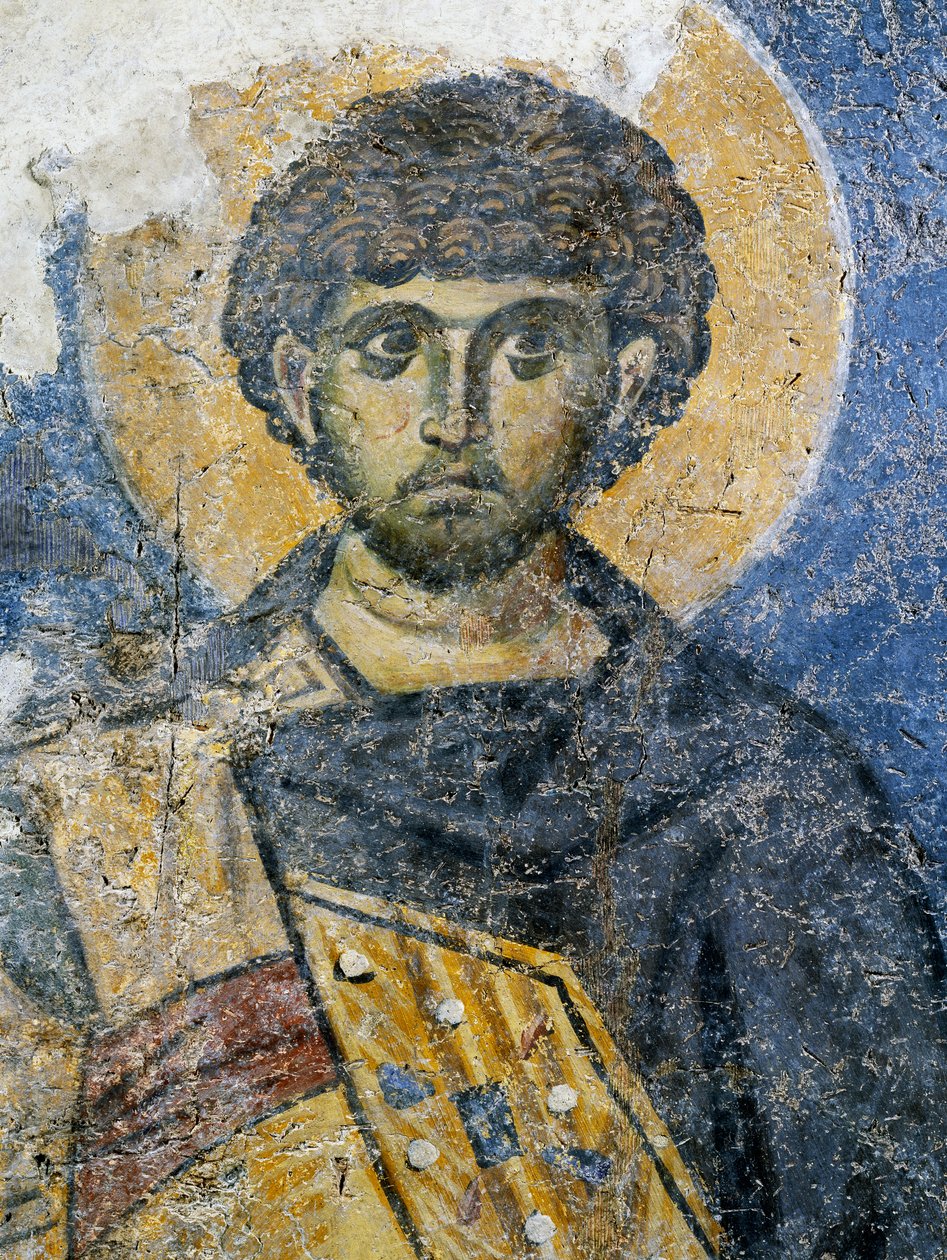 Mercurius av Caesarea, fragment av en freske fra Saint Mary of Constantinopel (i dag Odalar-moskeen), Istanbul, Tyrkia. Bysantinsk sivilisasjon av Byzantine
