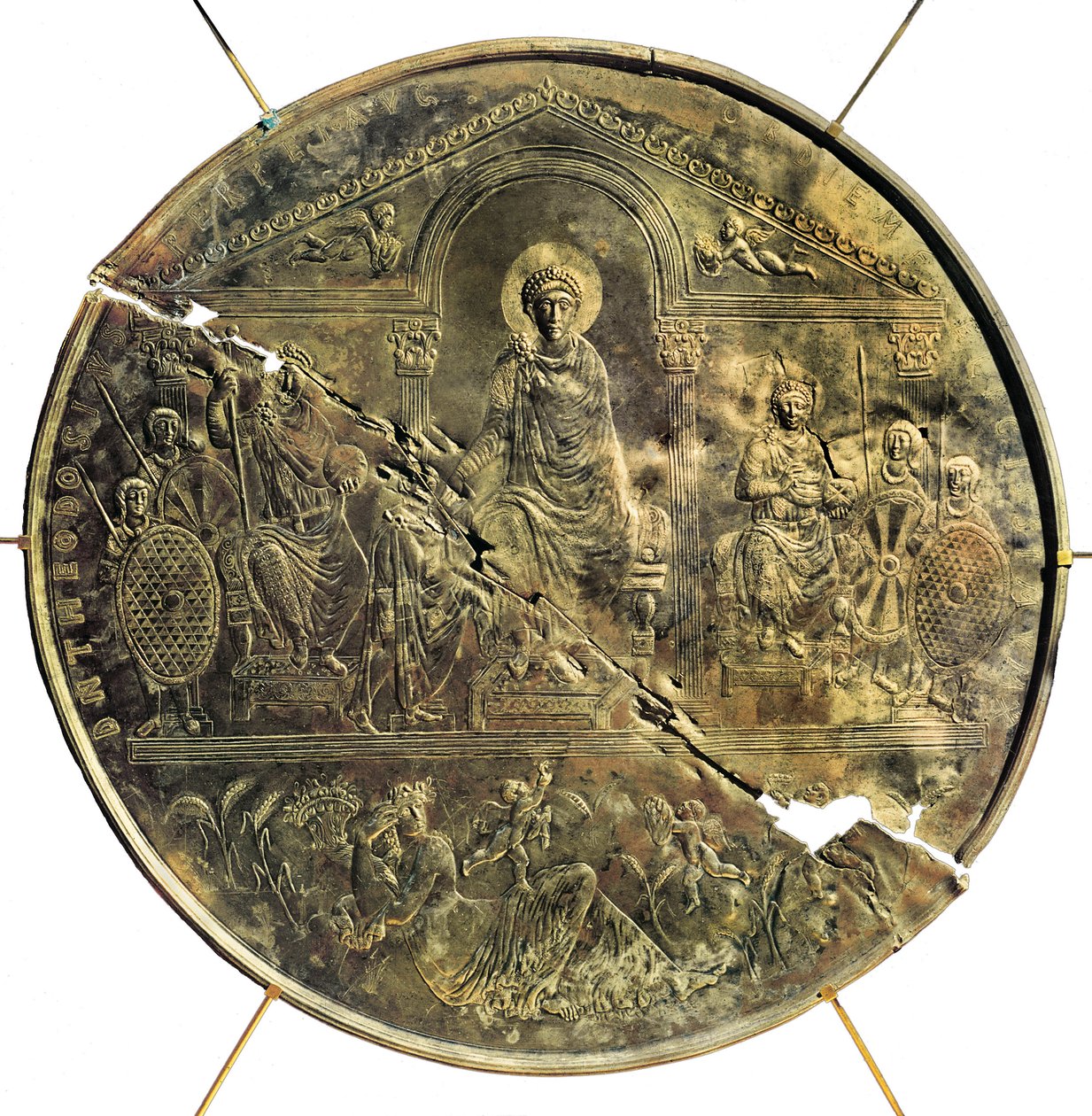 Missorium (stort sølvfat) av Theodosius I (346-395), 4. århundre e.Kr. (sølv) av Byzantine