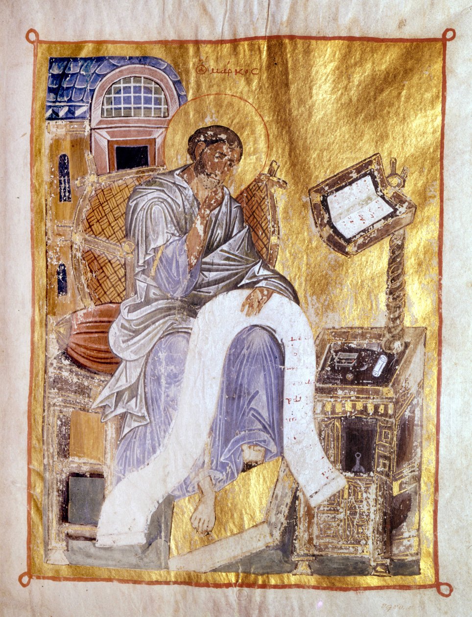 Saint Mark representert i et bysantinsk manuskript fra 1200-tallet, London, Victoria og Albert. av Byzantine