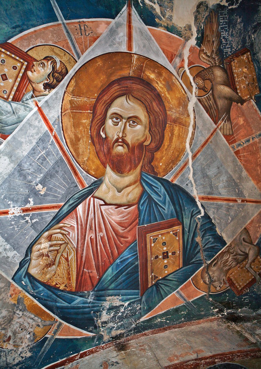 Salvator Mundi (Verdens Frelser) - Peinture de Damiane (aktivt 1300-tall) - 1300-tallet - Fresco - Saint George