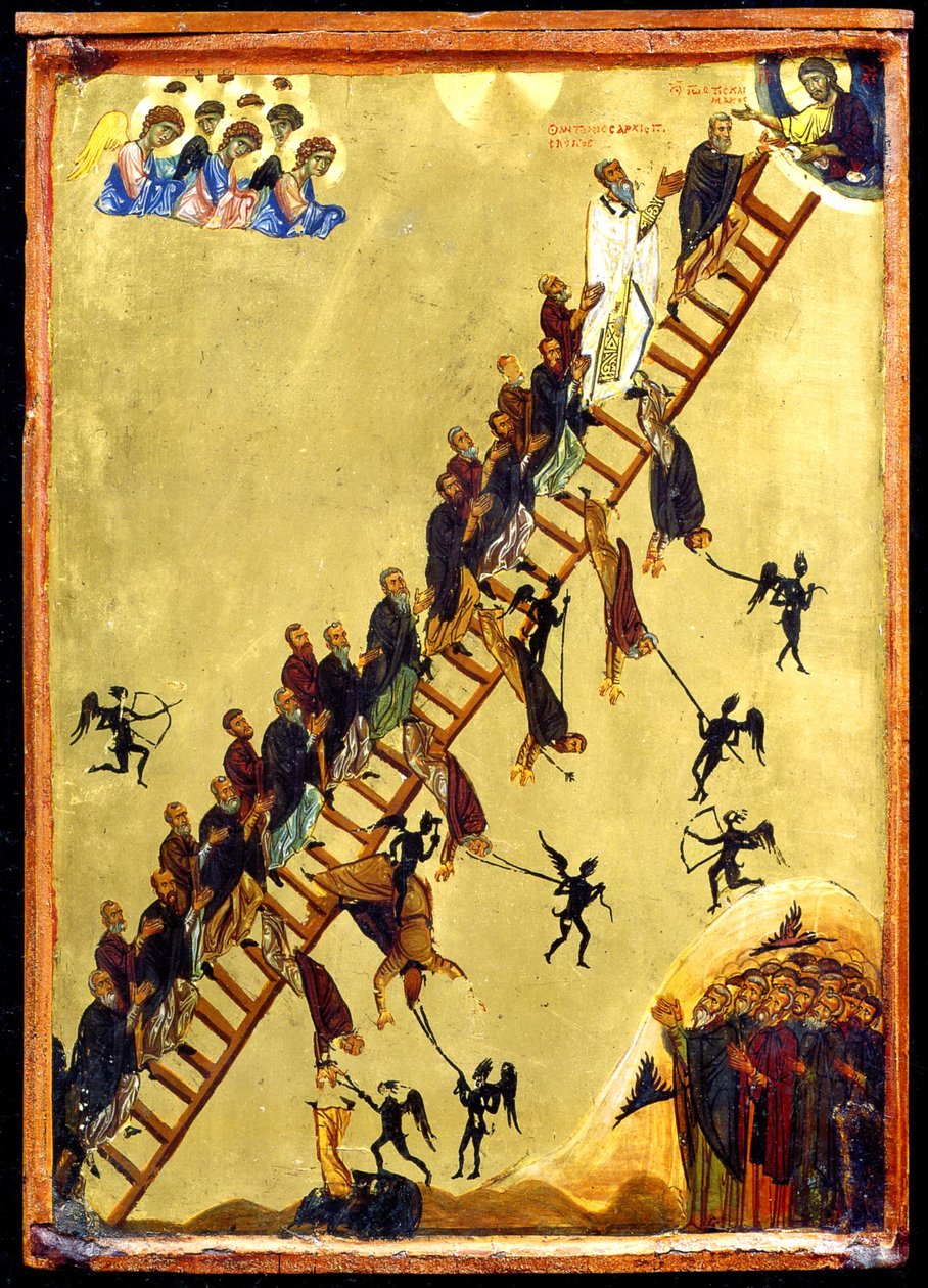 Den himmelske stigen til Johannes av Climacus (tempera og gull på tre) av Byzantine