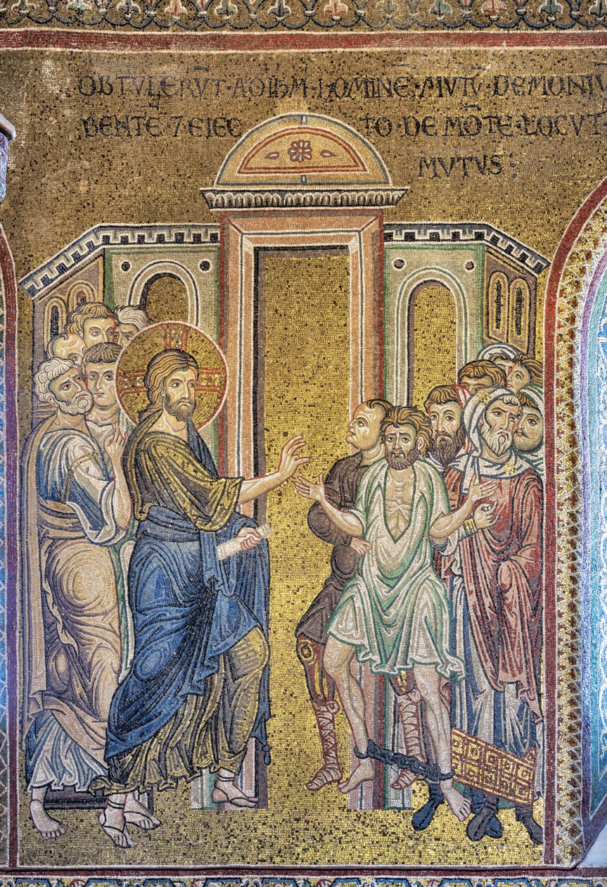 Miraklet med helbredelsen av den besatte, bysantinske mosaikken, episoder fra Kristi liv, XII-XIII århundrer (mosaikk) av Byzantine