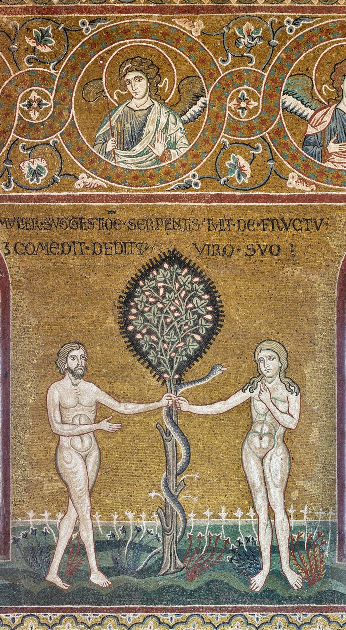Den opprinnelige synden, bysantinsk mosaikk, gammeltestamentlige syklus-Earthly Paradise, XII-XIII sek (mosaikk) av Byzantine
