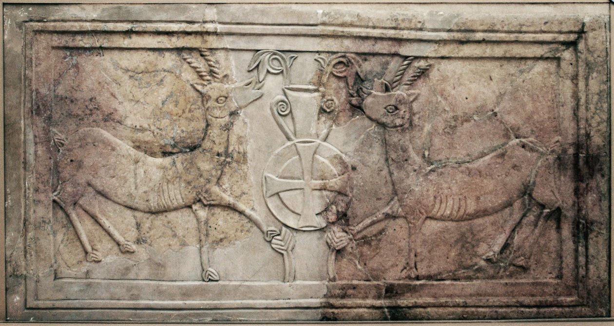 Dekorert korskjerm fra en bysantinsk kirke i Hebron-åsene (marmor) av Byzantine Byzantine