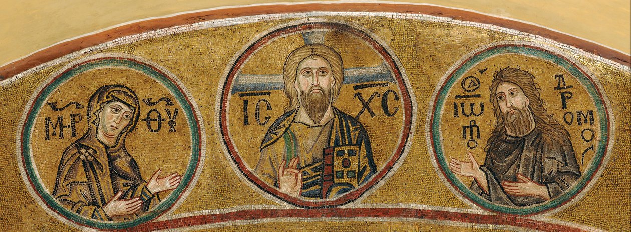 Deesis: Kristus, Jomfru Maria og døperen Johannes av Byzantine Byzantine
