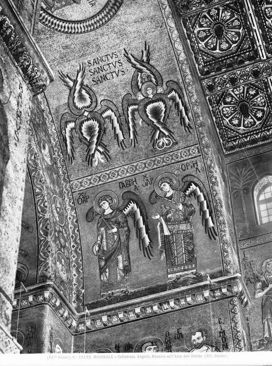 Detalj av engler fra apsis, ca. 1175-1250 (mosaikk) av Byzantine Byzantine