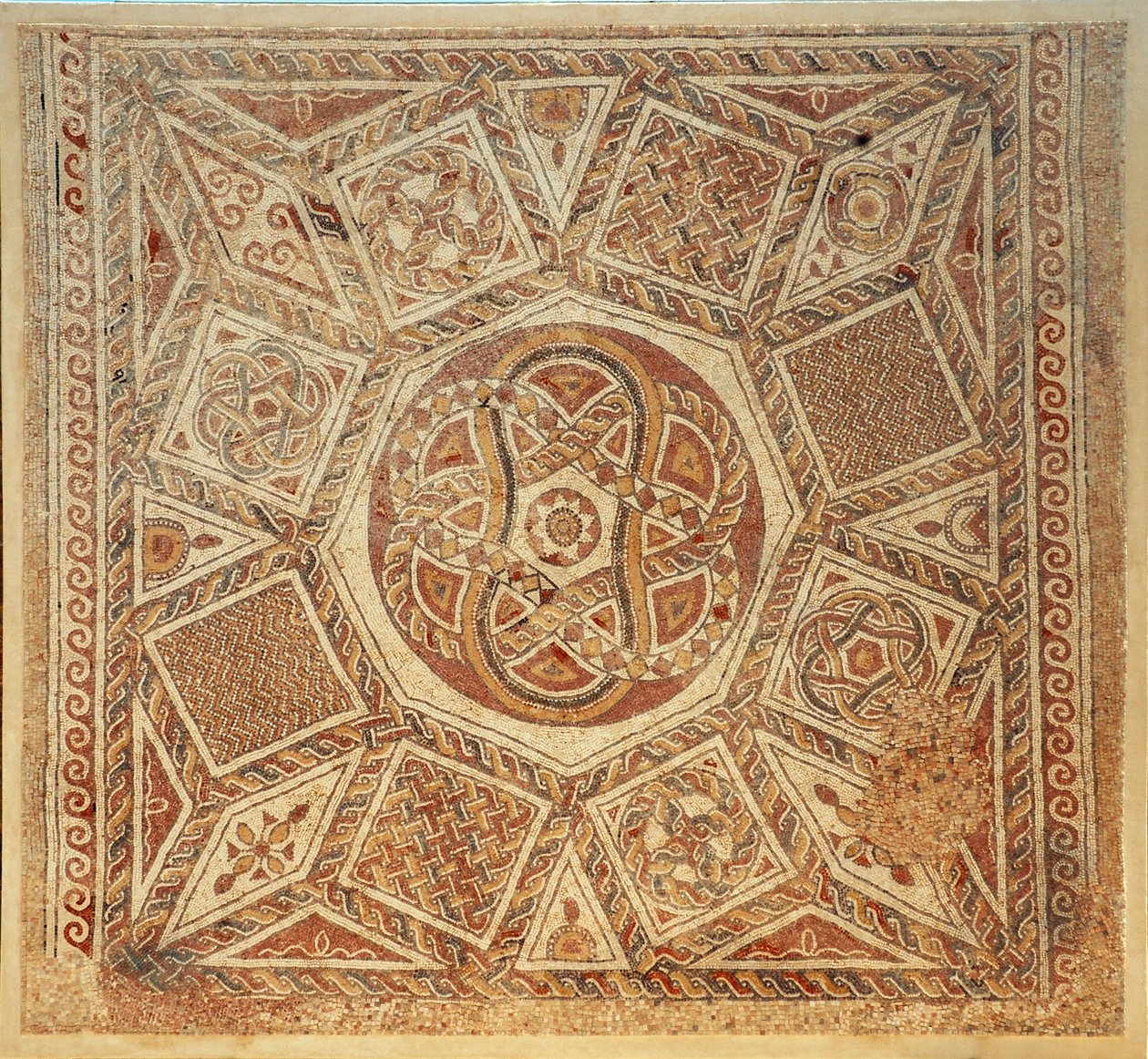 Mosaikkgulv fra det bysantinske klosteret i festningen ved Deir Qala, 600-tallet e.Kr. (mosaikk) av Byzantine Byzantine