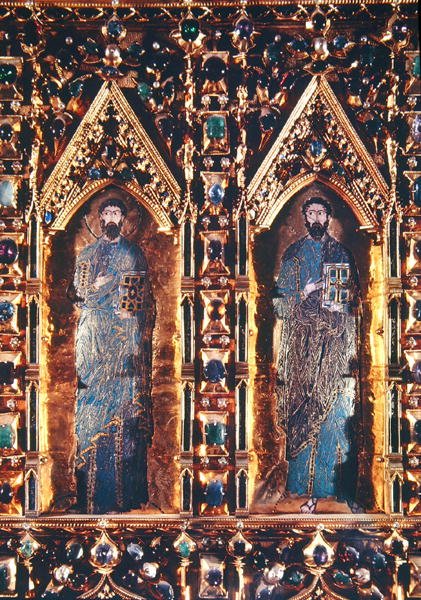 Pala dOro, detalj som viser to apostler (gull og emalje innlagt med edelstener) av Byzantine Byzantine