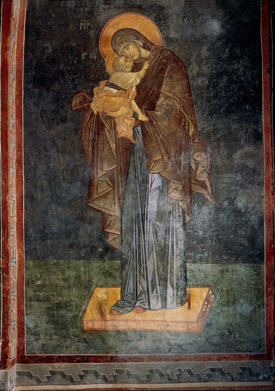 Jomfru og barn (fresco) av Byzantine Byzantine