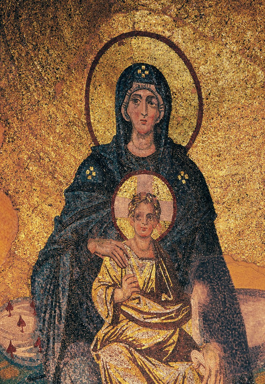 Jomfru og barn på tronen (mosaikk) av Byzantine Byzantine