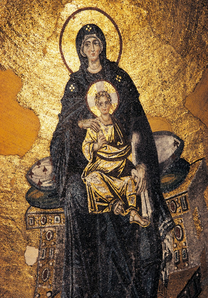 Jomfru og barn på tronen (mosaikk) av Byzantine Byzantine