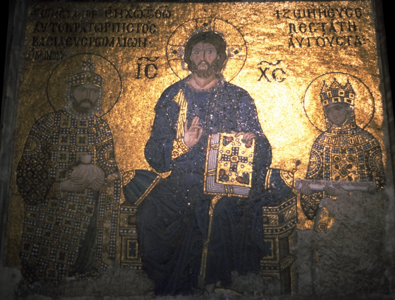 Kristus pantokrator mellom keiser Konstantin IX Monomachus og keiserinnen Zoe, ca 1020 av Byzantine Byzantine