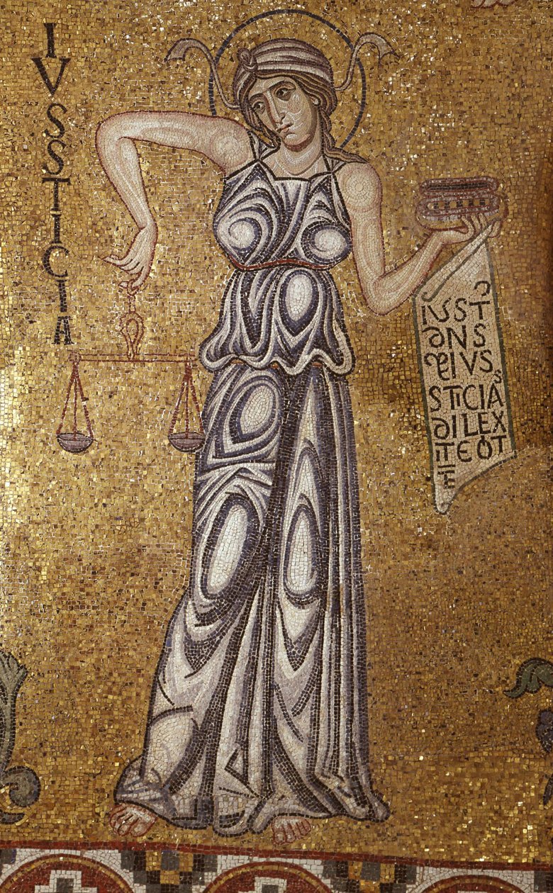 Rettferdighetsdetalj av interiørmosaikker i St. Marks-basilikaen, 1100-tallet av Byzantine Byzantine