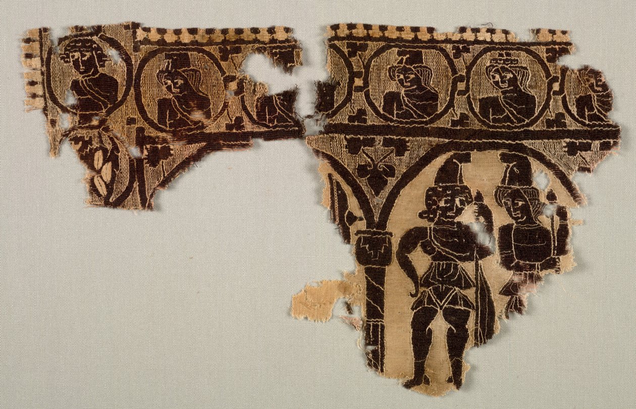 Neck Ornament of a Tunic, 400-talls (vevteppevev med ekstra veftinnpakning, ufarget lin og farget ull) av Byzantine Period Egyptian
