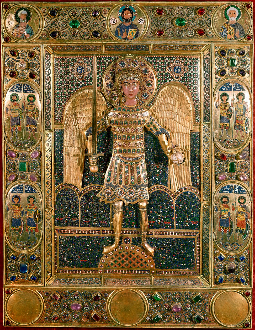 Bysantinsk kunst: Binding av Missal Decoree av representasjonen av erkeengelen Saint Michael - Golden Leaves and Emaux av Byzantine School