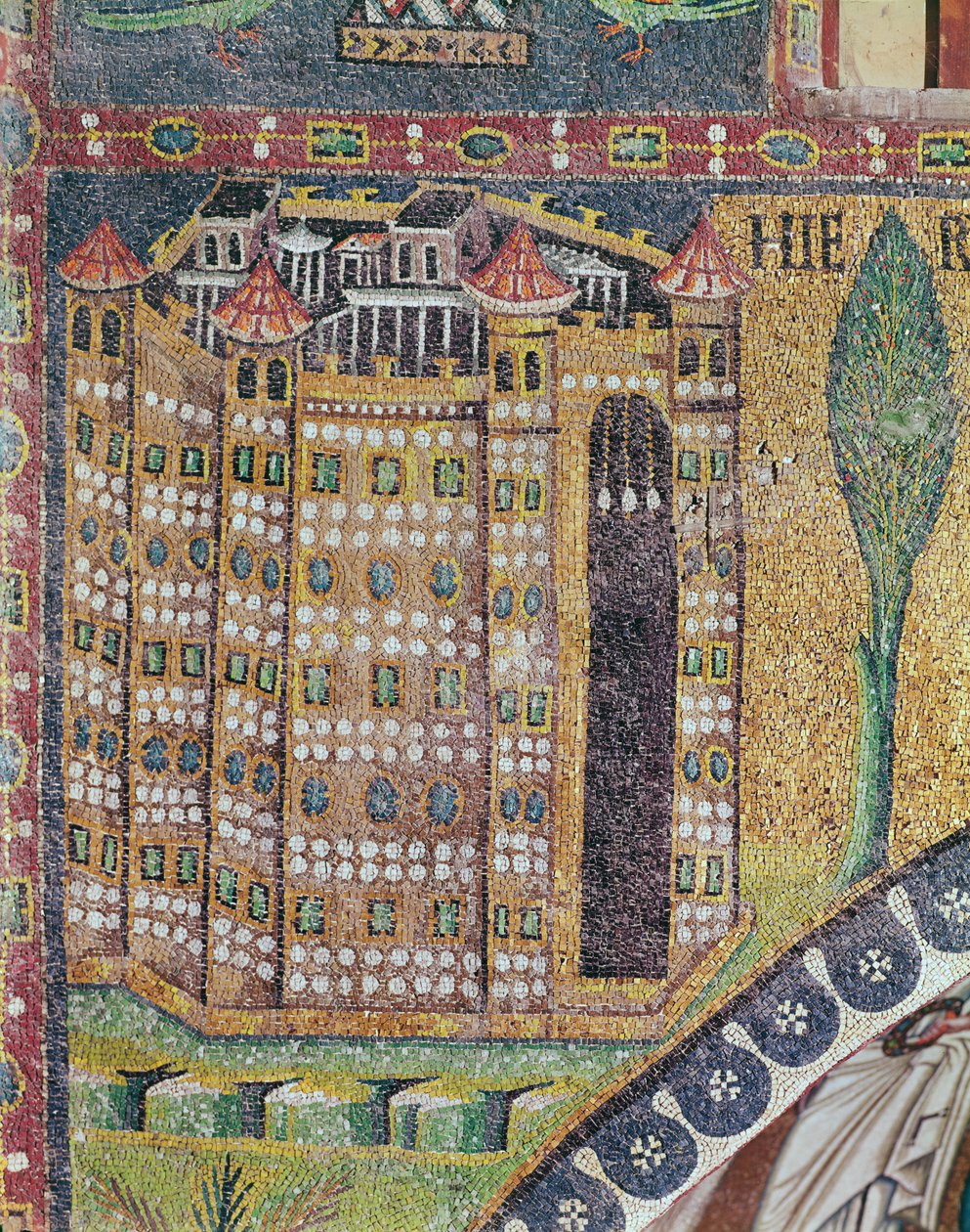Detalj av Jerusalem (mosaikk) av Byzantine School