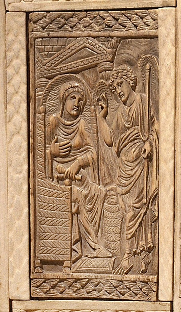 Detalj av kunngjøringen, fra stolen til biskop Maximian (innlagt tre og elfenben) av Byzantine School