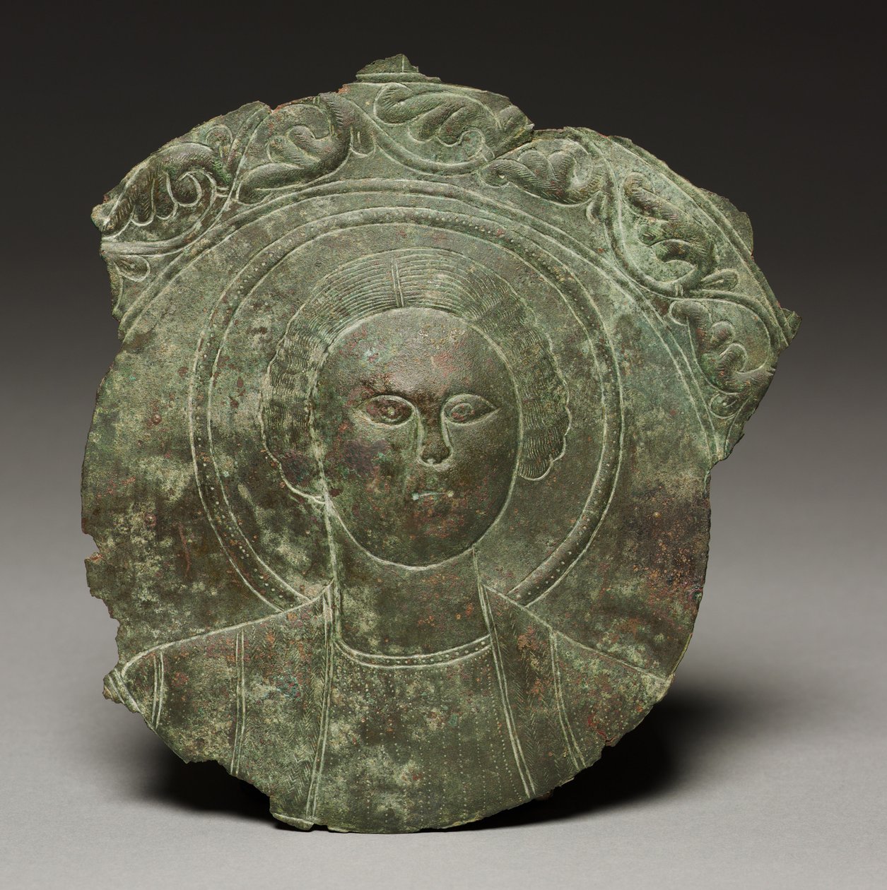 Dørplakett med hodet til en helgen, 500-tallet (bronse) av Byzantine School