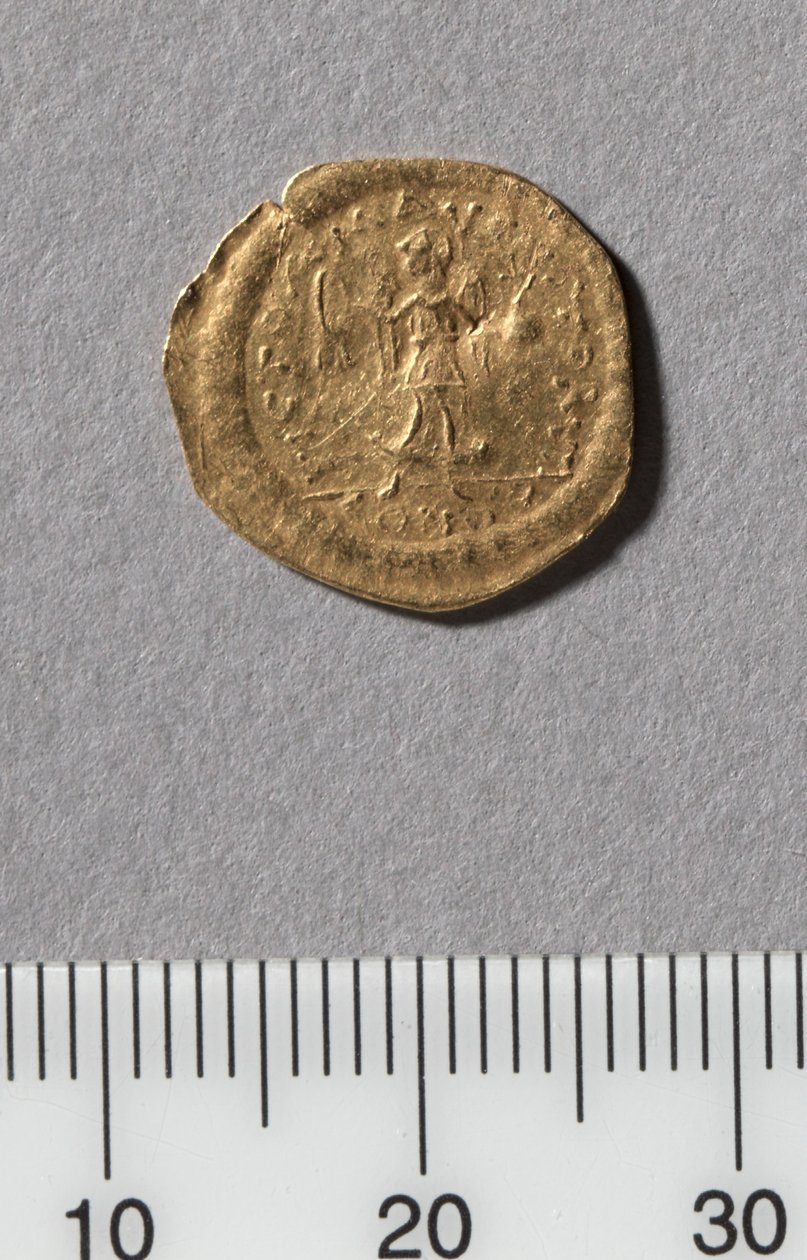 Half Tremissis av Justinian I, Konstantinopel, 527-565 (gull) av Byzantine School