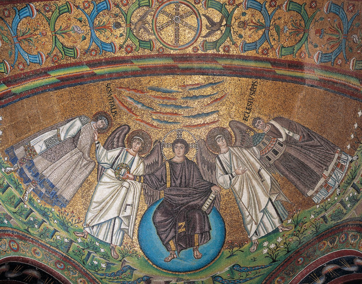 Italia, Emilia-Romagna, Ravenna, Basilica of San Vitale, Absidial bassengmosaikk av Byzantine School